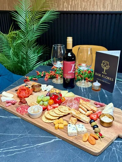 Grazing board with Spanish meats, cheeses and accompaniments at Bar Flores