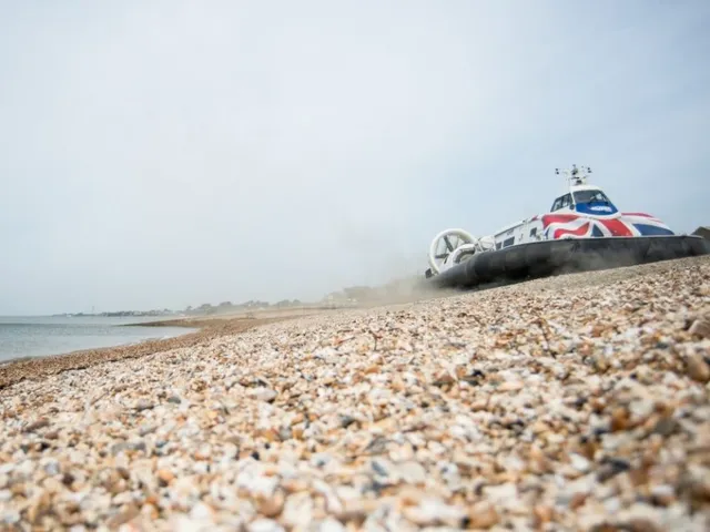 Hovercraft approaching the beach at Lee-on-the-Solent